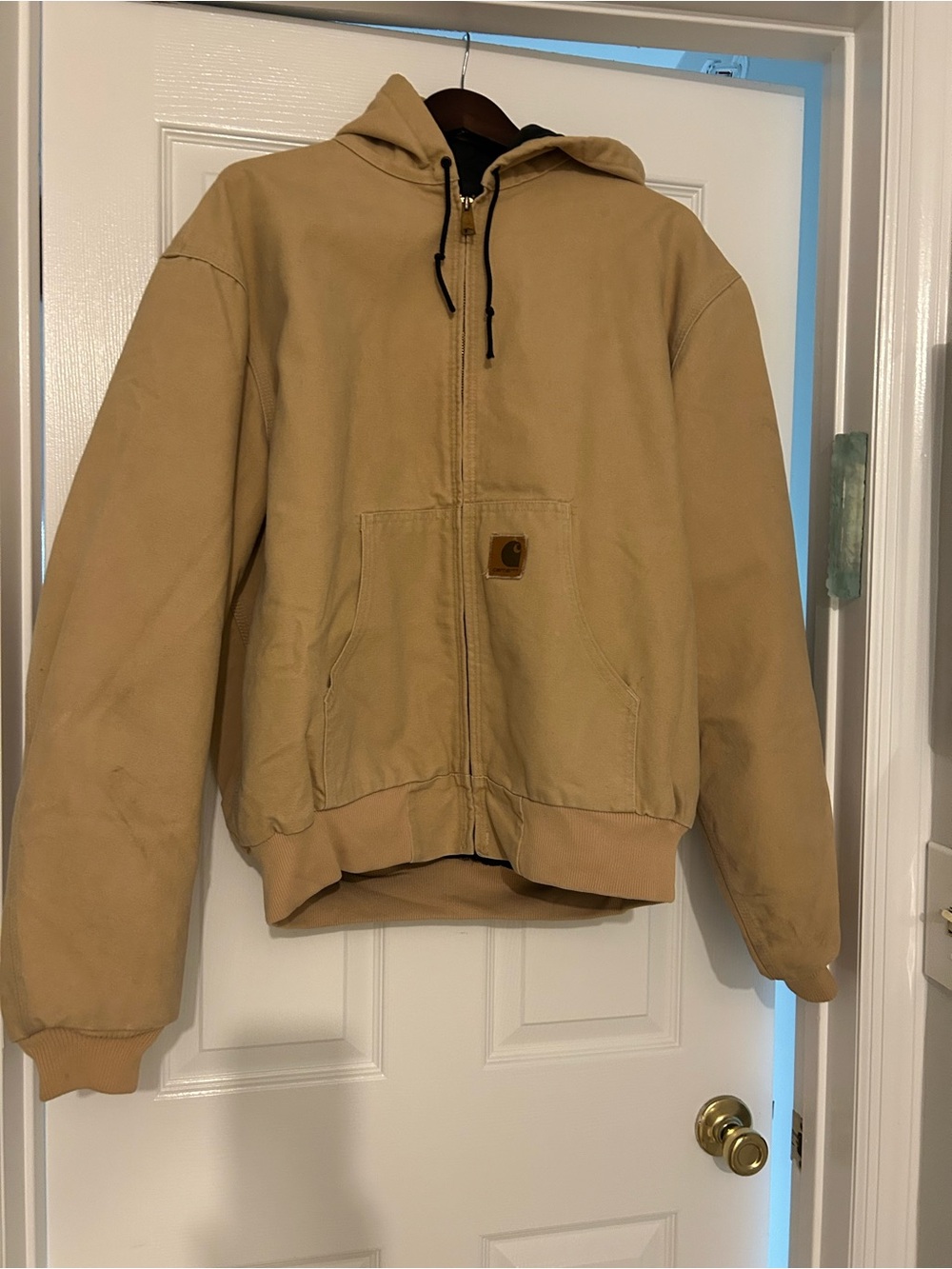 Carhartt Khaki Zip-Front Hooded Work Jacket